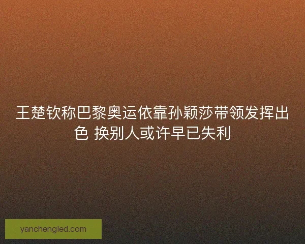 王楚钦称巴黎奥运依靠孙颖莎带领发挥出色 换别人或许早已失利