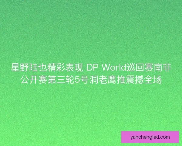 星野陆也精彩表现 DP World巡回赛南非公开赛第三轮5号洞老鹰推震撼全场 星野陆也精彩表现 DP World巡回赛南非公开赛第三轮5号洞老鹰推震撼全场